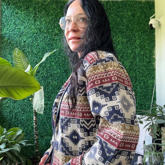 Vintage Southwestern Azteca Tapestry Cropped Jacket Flashback - Picture 1 of 11